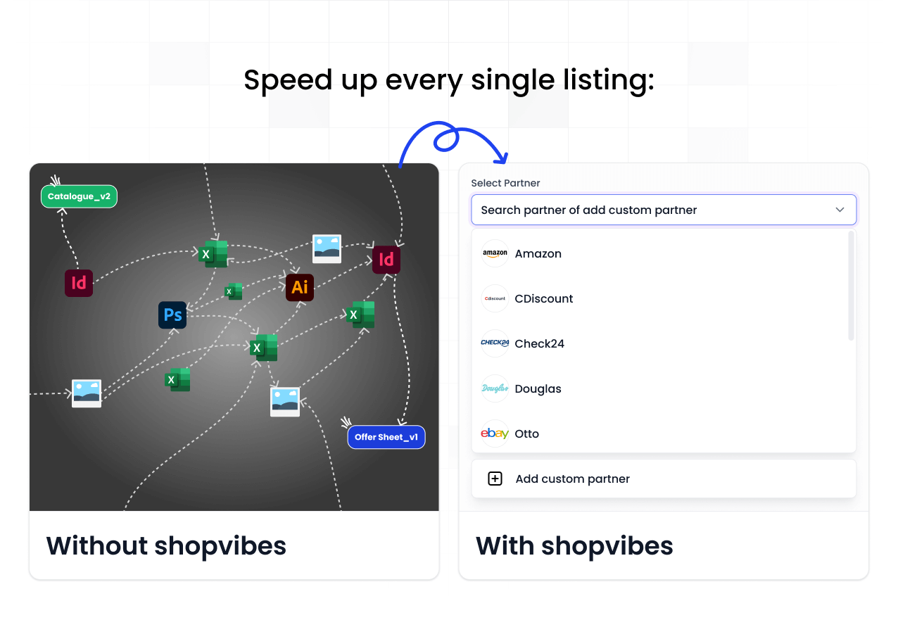 Every listing goes faster with shopvibes - pick a partner and export in one step